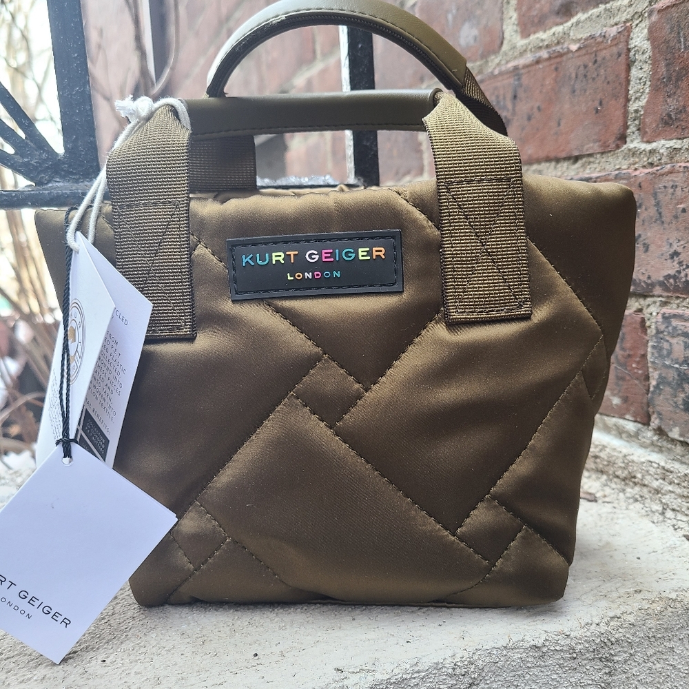Kurt Geiger XS Quilted Shopper Tote Bag NWT Bronze Khaki Gorgeous